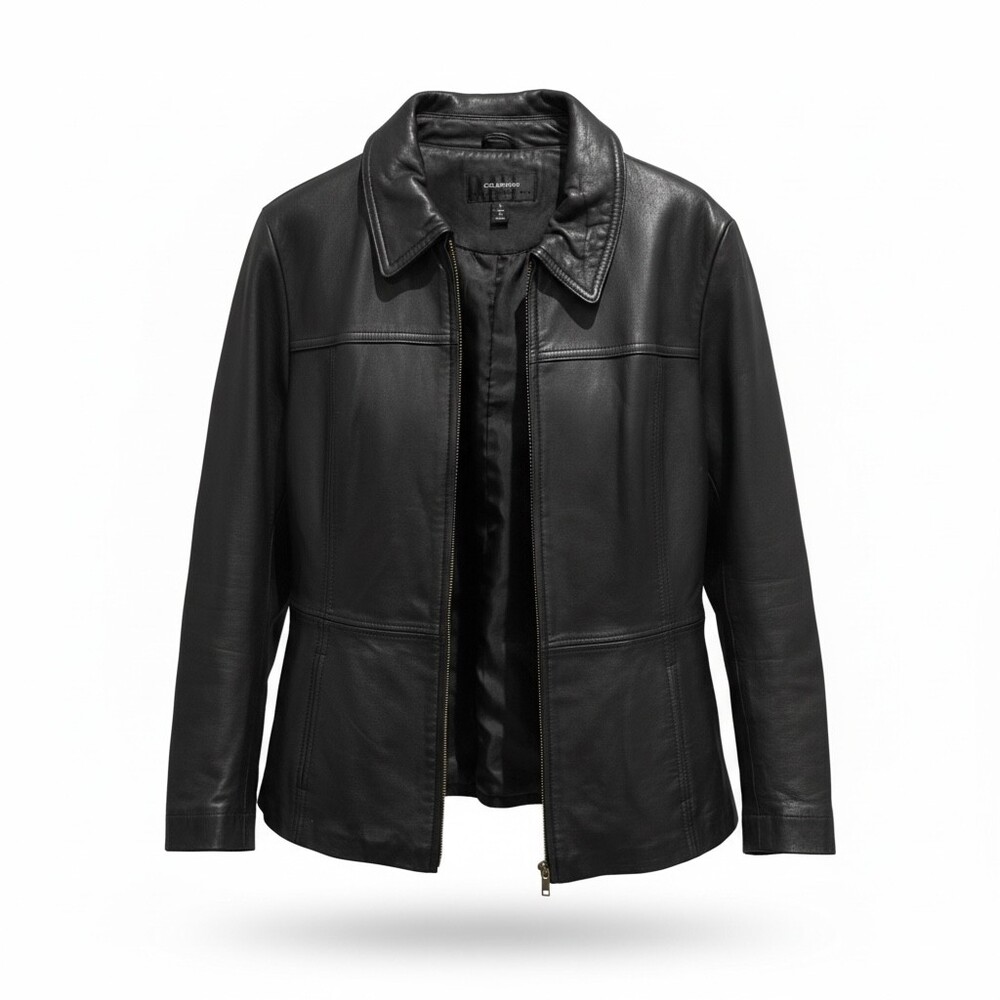 Colebrook Womens Large Black Genuine Leather Jacket 100% Leather